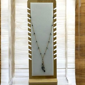 ESTATE GOLD-TONE AND BLACK BEAD NECKLACE